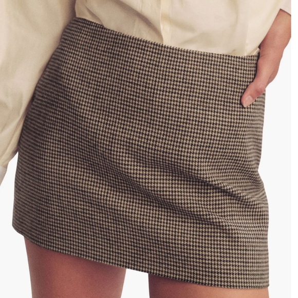 Reformation Dresses & Skirts - Reformation Carla Houndstooth Low Waist mini skirt